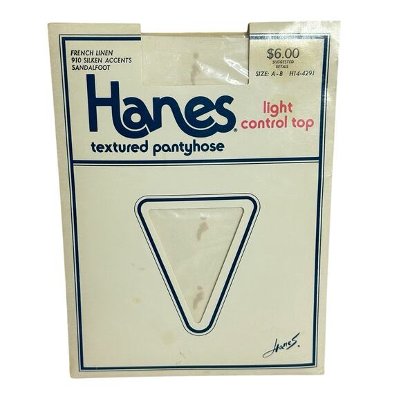 Vintage Hanes Textured Pantyhose Light Control Top French Linen Sandalfoot A-B - Picture 1 of 8